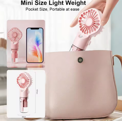 Portable Humidifier Fan Handheld Mist Fan Portable USB Mini Handheld Fan with Water Humidifier Rechargeable Mini USB Hand Fans