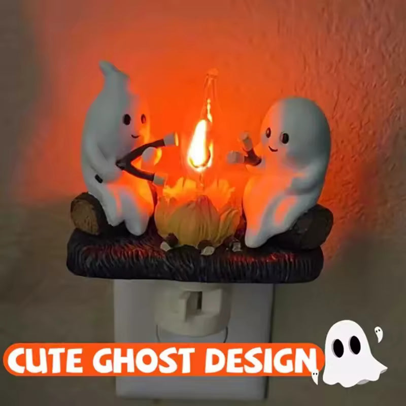 Halloween Ghost Campfire Fire Marshmallow Night Light Flickering Nightlight Gift