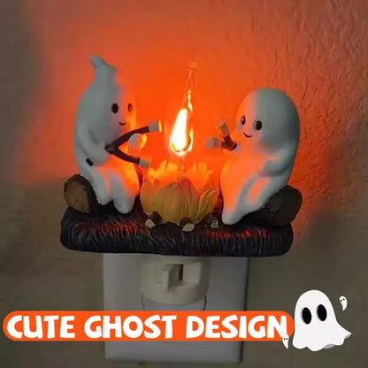 Halloween Ghost Campfire Fire Marshmallow Night Light Flickering Nightlight Gift